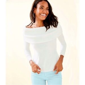 Lilly Pulitzer White Off the Shoulder Sweater